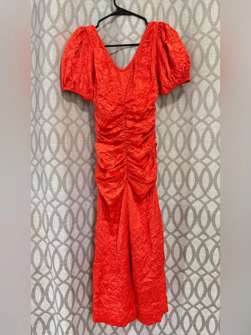 Ganni red crinkled